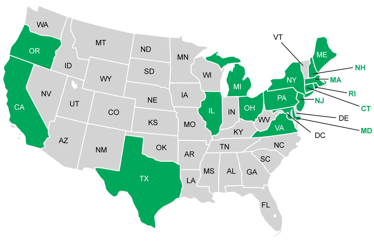 Deregulated States Map
